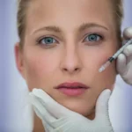 Vrouw krijgt botox injectie in het gezicht