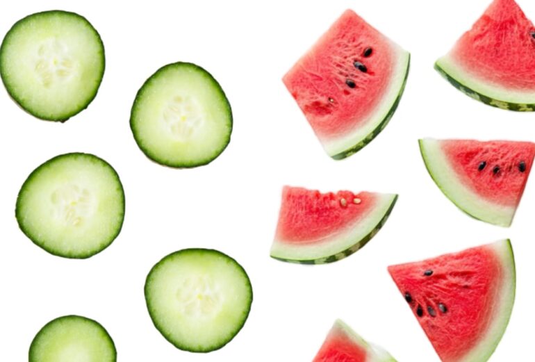 komkommer en watermeloen schijven
