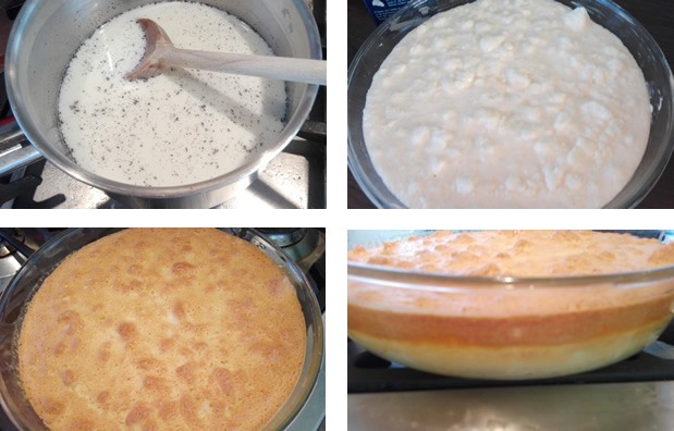 taart voor en na het bakken
