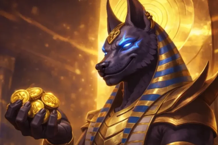 Egyptische ai afbeelding van mythisch figuur met goud