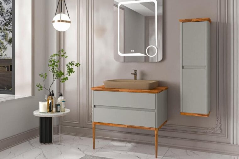 moderne badkamer in grijs