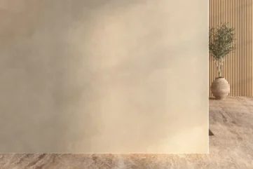 Vrijstaand beige paneel in minimalistische kamer