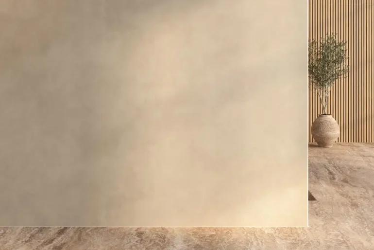 Vrijstaand beige paneel in minimalistische kamer