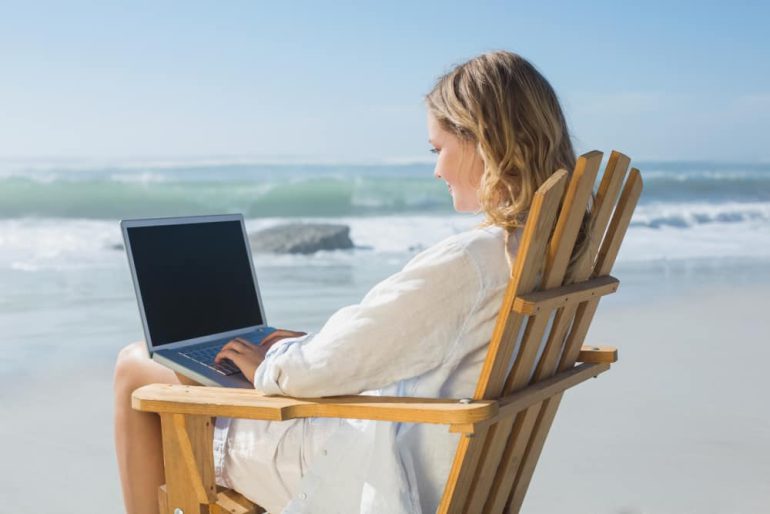 werken vanaf het strand