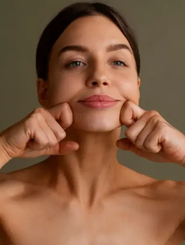 Vrouw doet gezichtsyoga